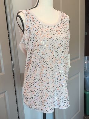 STYLUS Pink Sequin-Studded Sleeveless Top